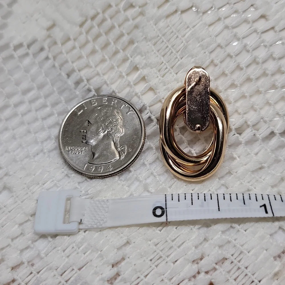 Chunky Gold Oval Stud Earrings | Bold Sculptural Statement | 1.18” New